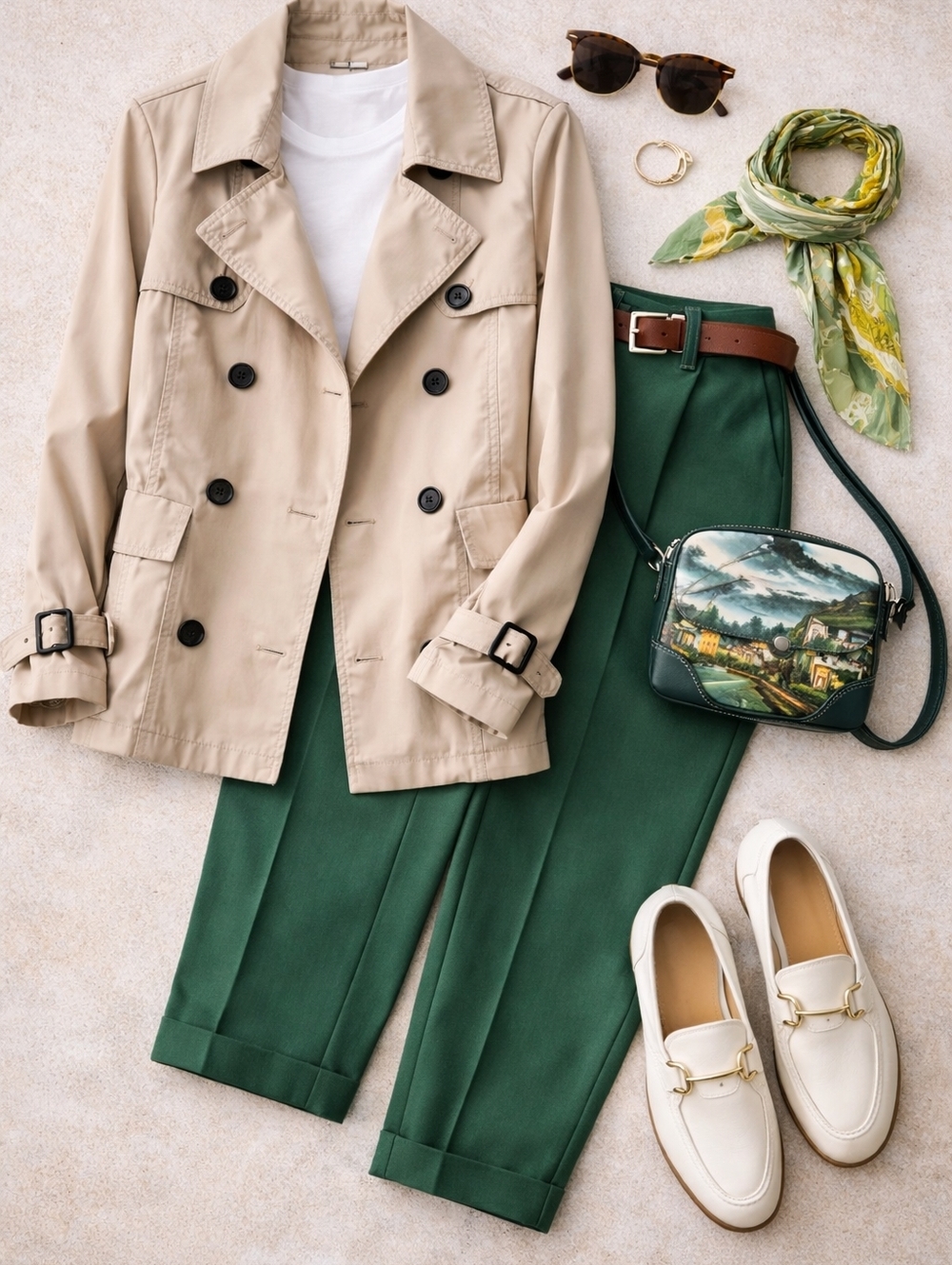 Atmosphere Beige Trench Jacket XL Double Breasted Classic Lightweight Coat